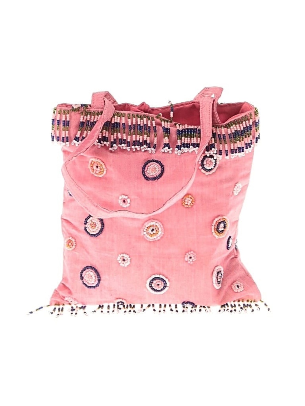 Francesco Biasia Pink Beaded Fringe Tote.